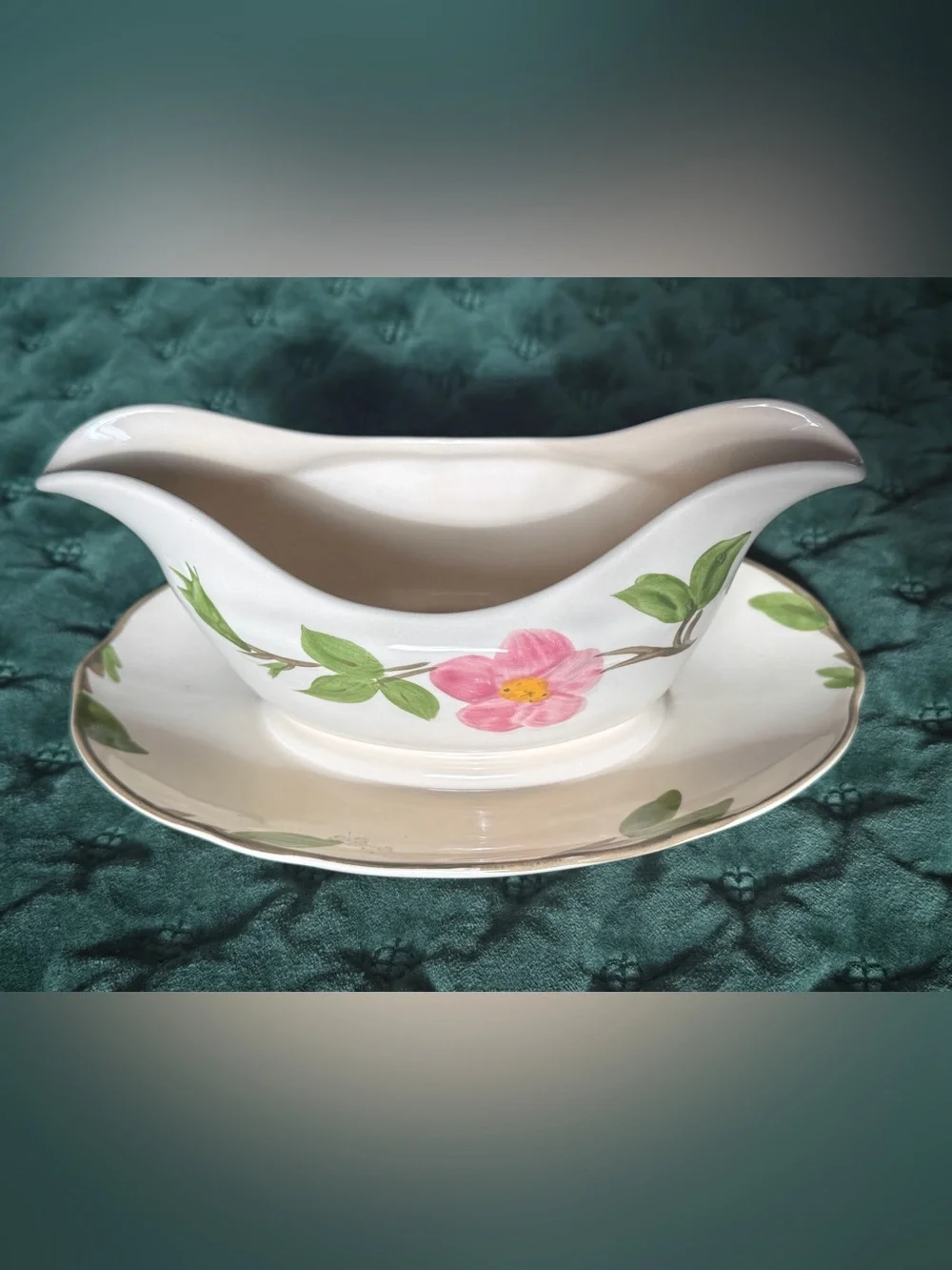 Desert Rose Franciscan Gravy Boat with attached platter